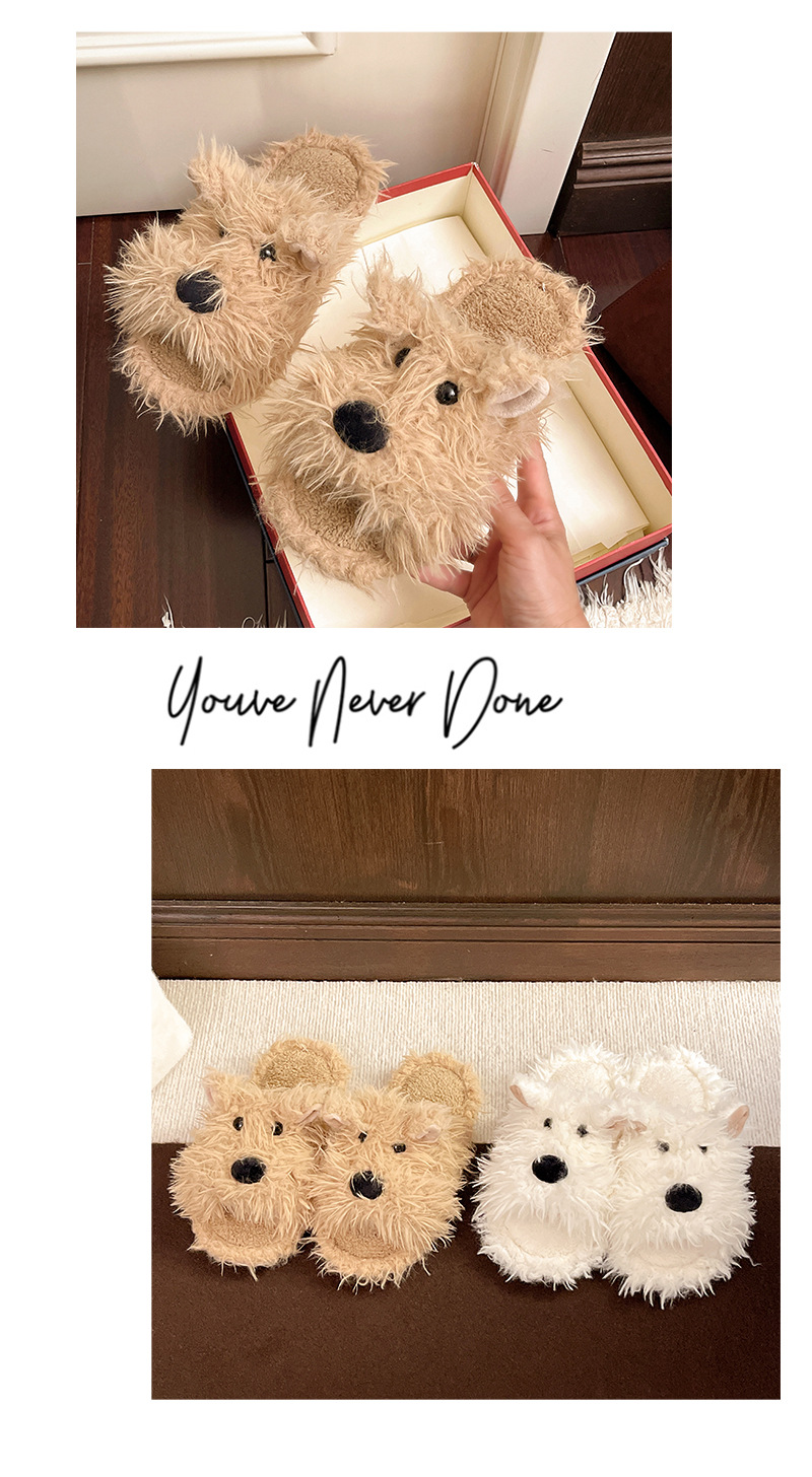 Pantofole da casa da donna in morbido peluche a forma di cane detail 9