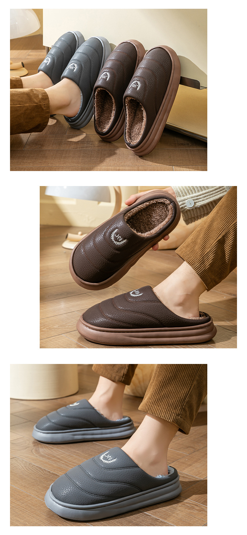 Warme Unisex Instap-Pantoffels met Pluche Voering detail 1