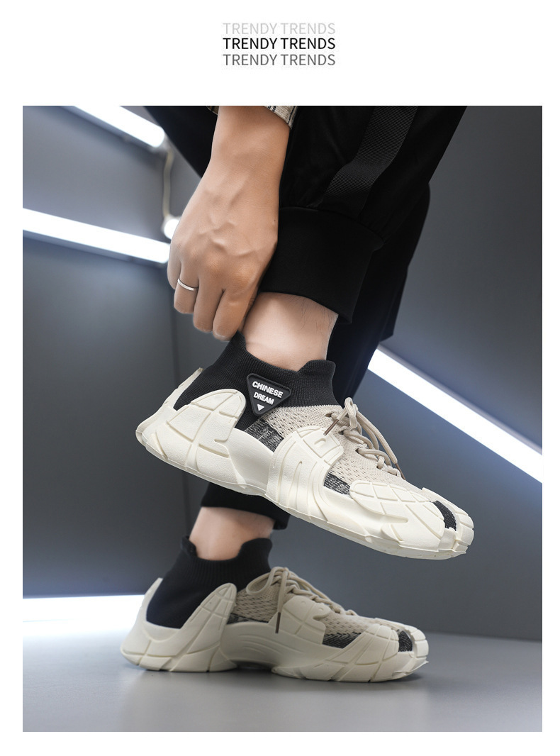 Men's Breathable Knit Platform Chunky Sneakers detail 3