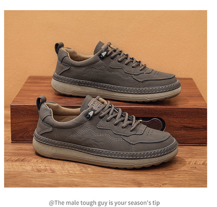 Herren Freizeitschuhe aus PU-Leder mit Schnürung & rutschfester Sohle detail 7