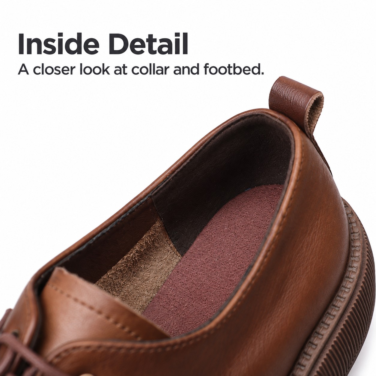 Women's Full-Grain Leather Block-Heel Lace-Up Casual Shoes detail 3