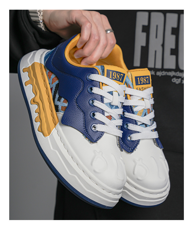 Men's Colorblock Lace-Up Platform Casual Sneakers detail 12