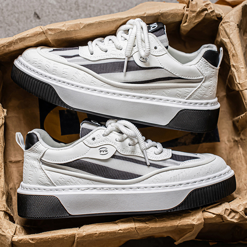 Herren Plateau-Sneaker zum Schnüren mit Streifen 3