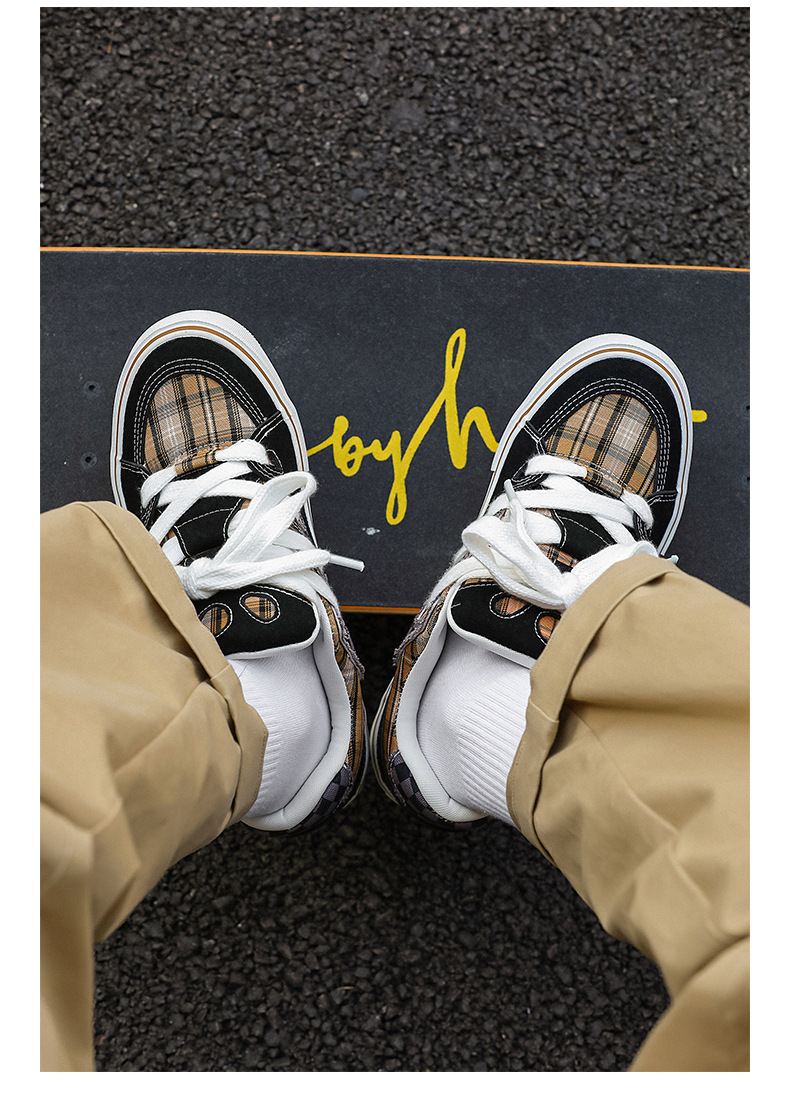 Unisex Colorblock Platform Lace-Up Skate Shoes detail 9