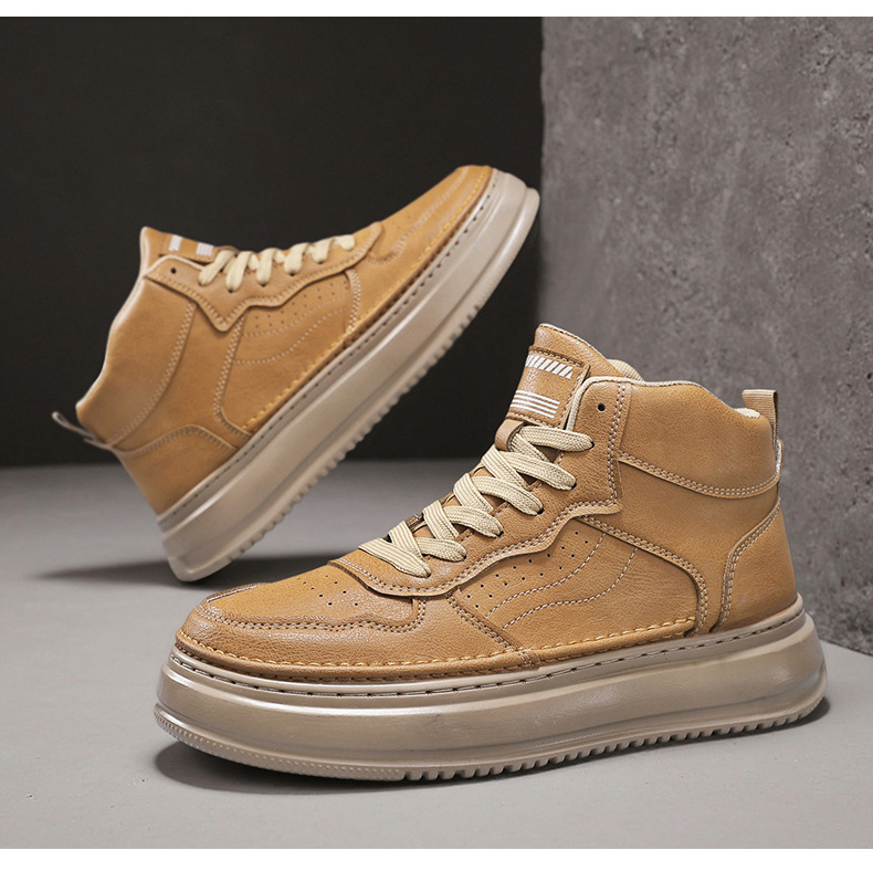 Herren Plateau-Freizeitschuhe zum Schnüren aus PU-Leder detail 7