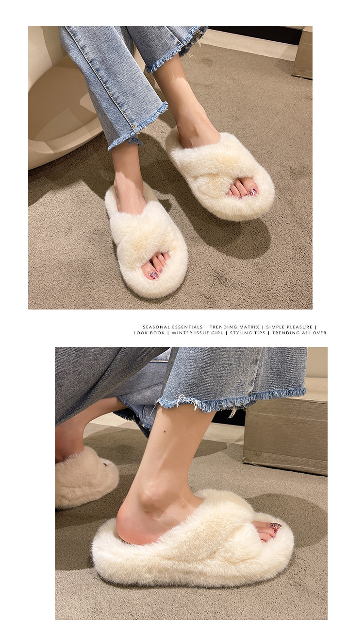 Pantofole da donna in morbido peluche con punta aperta detail 1