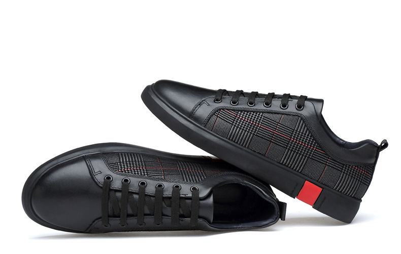Herren-Freizeitschuhe aus Leder zum Schnüren mit Karomuster detail 11