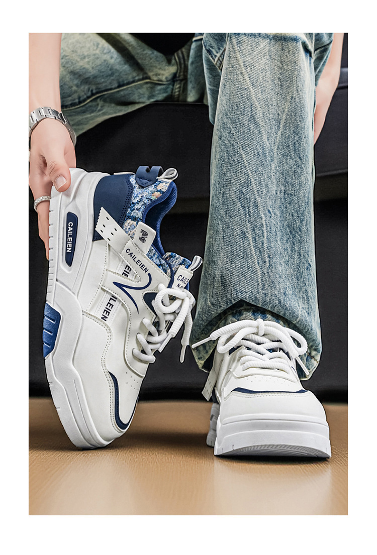 Freizeitschuhe für Herren mit Schnürung, Blockfarben und Plateau detail 5