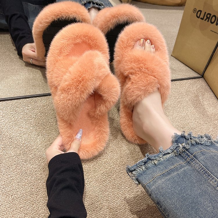 Women's Cozy Plush Open-Toe Flat Slippers 5