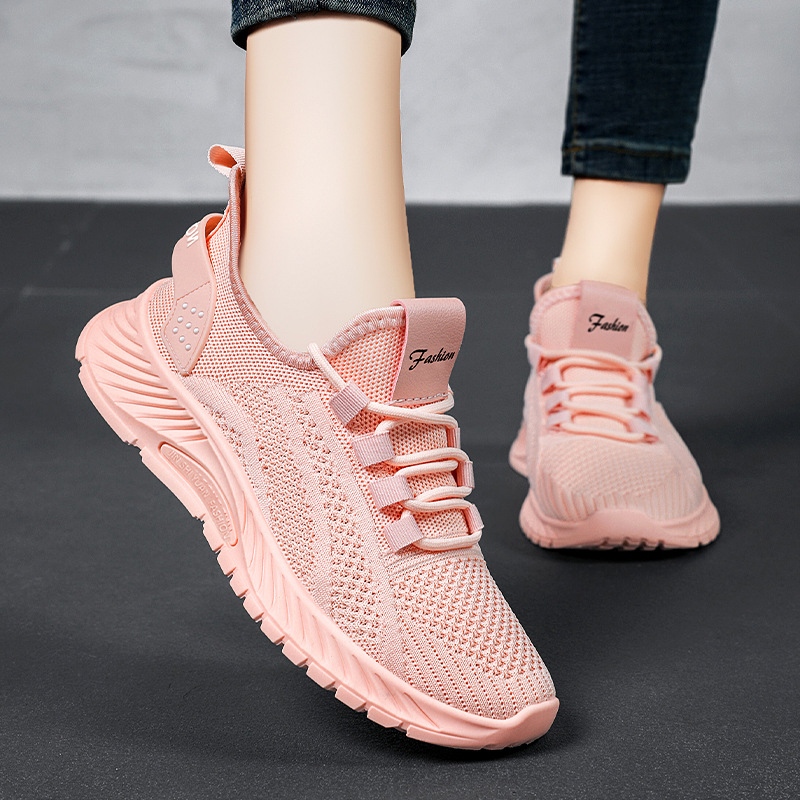 Women's Breathable Knit Lace-Up Running Shoes 4