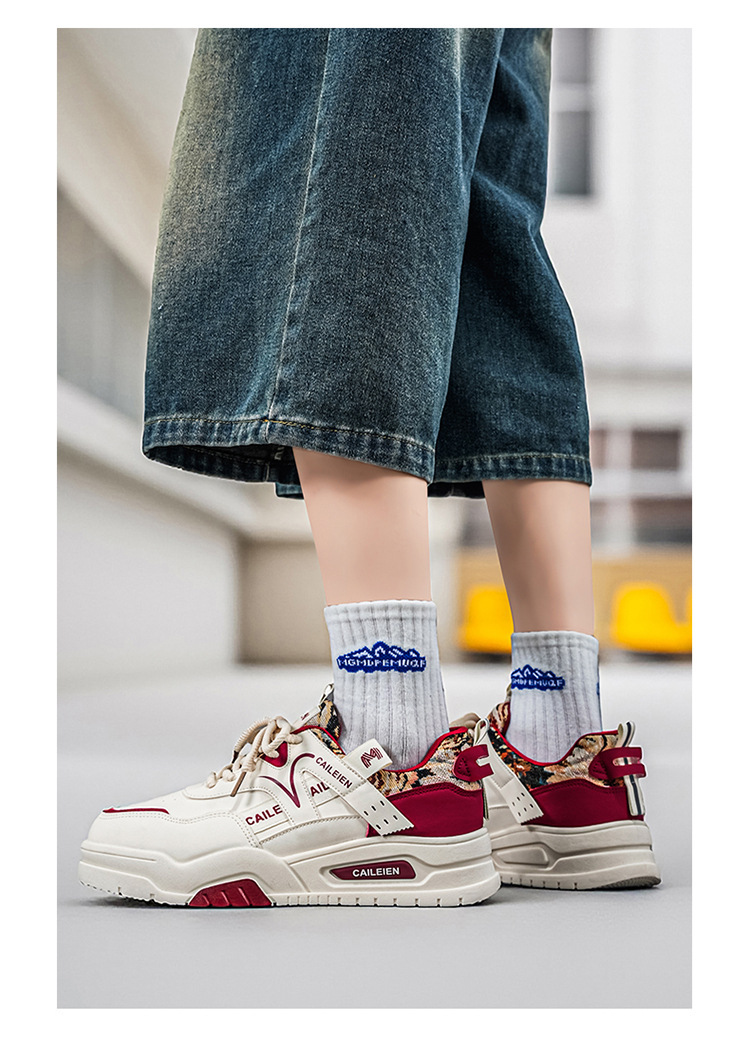 Freizeitschuhe für Herren mit Schnürung, Blockfarben und Plateau detail 11