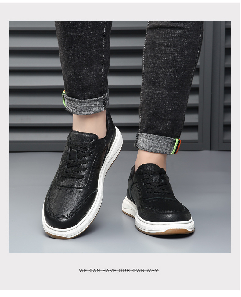 Schnürbare Plateau-Freizeitschuhe für Herren aus Leder detail 3