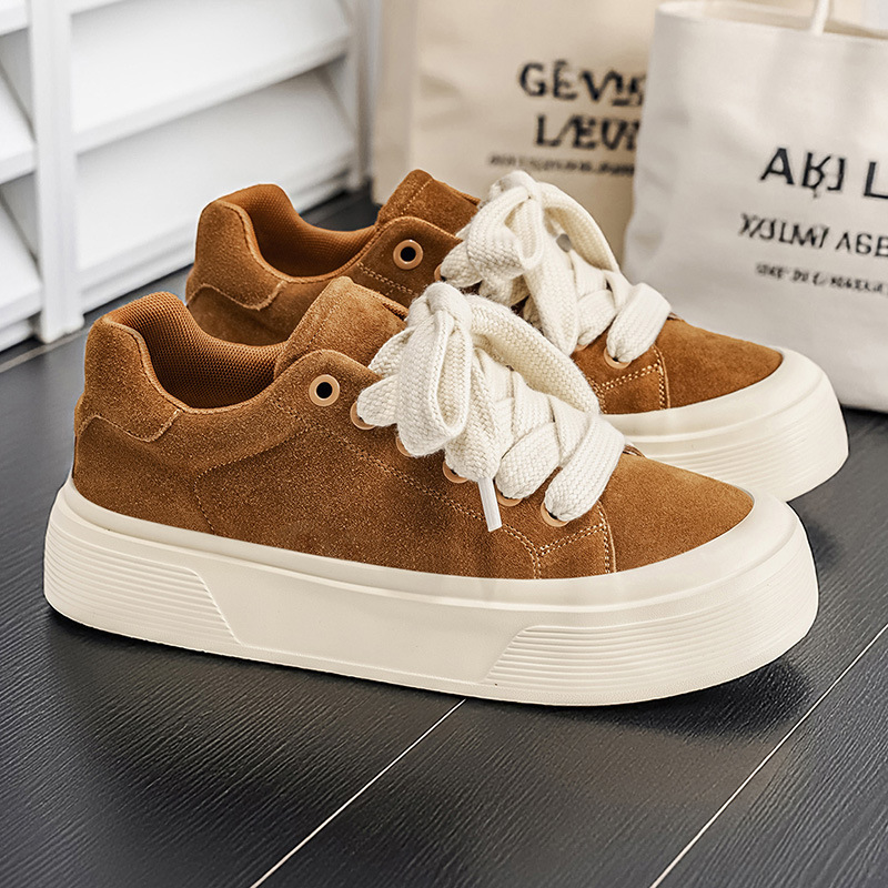 Unisex Plateau-Freizeitschuhe aus Wildleder mit Dämpfung und Schnürung 5