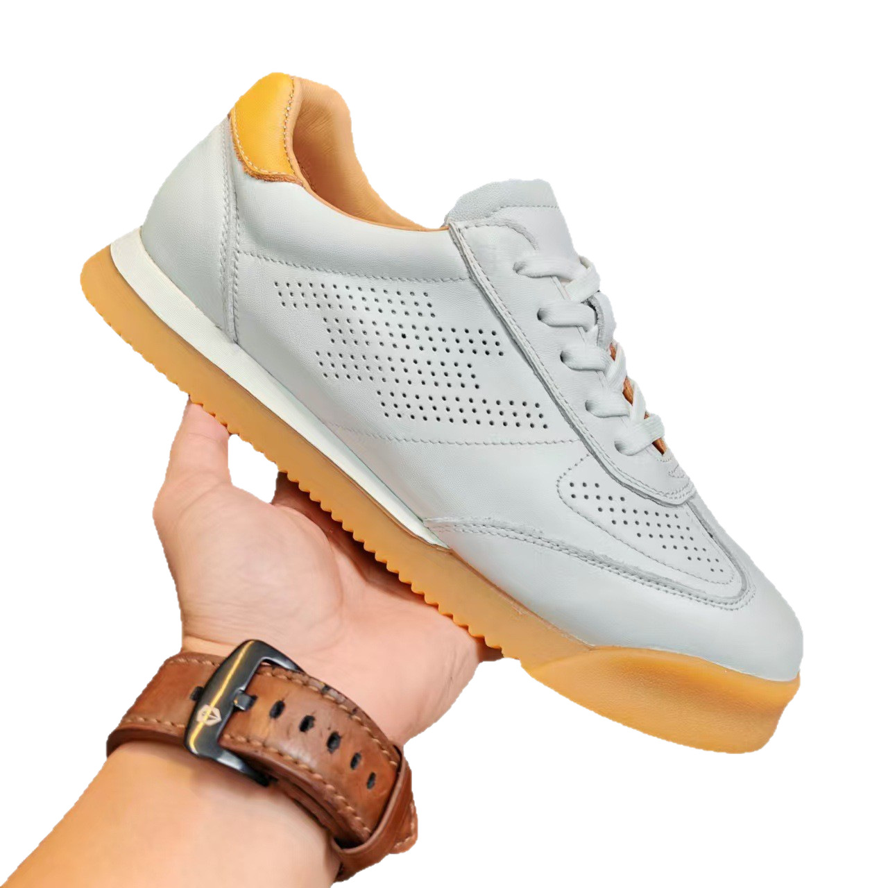Atmungsaktive Unisex-Freizeitschuhe aus Leder mit Schnürung 6
