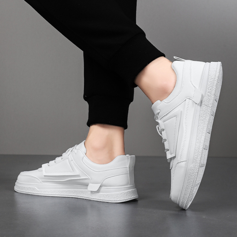 Einfarbige Schnür-Freizeitschuhe aus PU-Leder für Herren detail 9