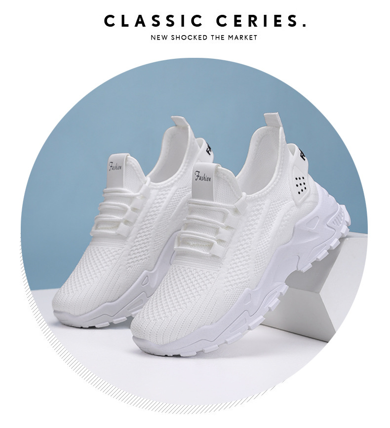 Ademende chunky platform sneakers voor dames van gebreid materiaal detail 3