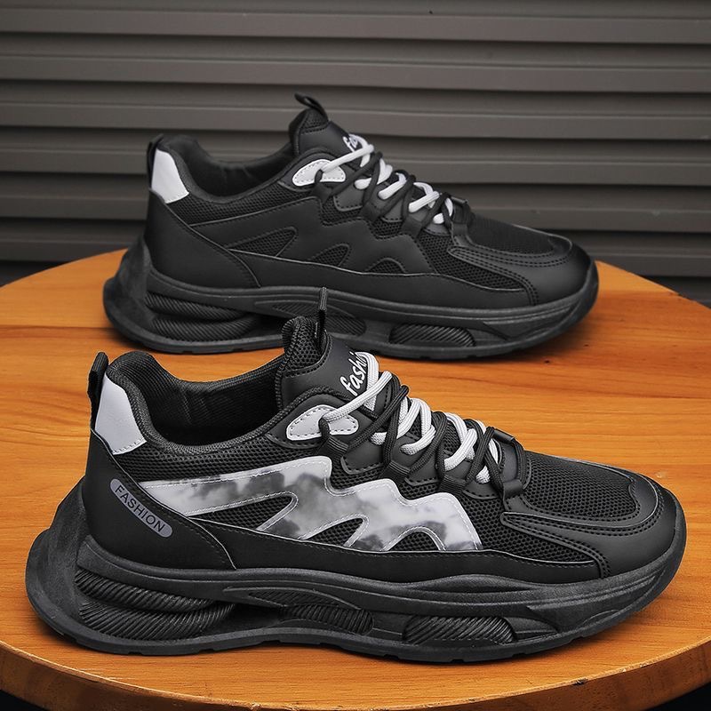 Sneakers casual da uomo traspiranti con plateau e motivo color block 5