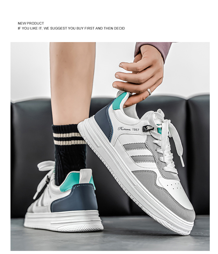 Zapatos casuales de hombre con cordones transpirables estilo color block detail 7