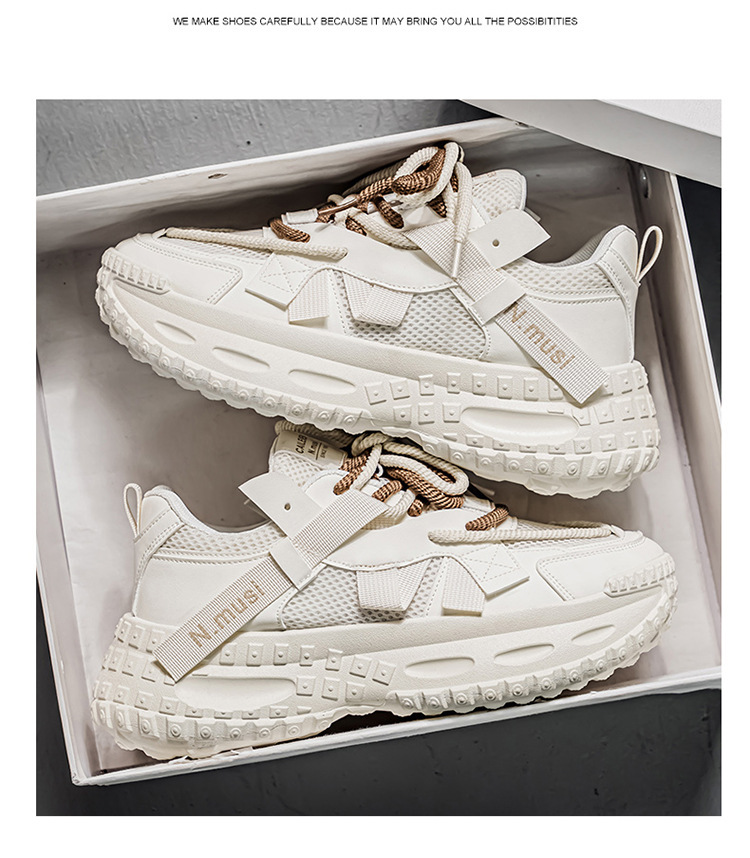 Scarpe casual da uomo traspiranti in mesh stringate con zeppa detail 7