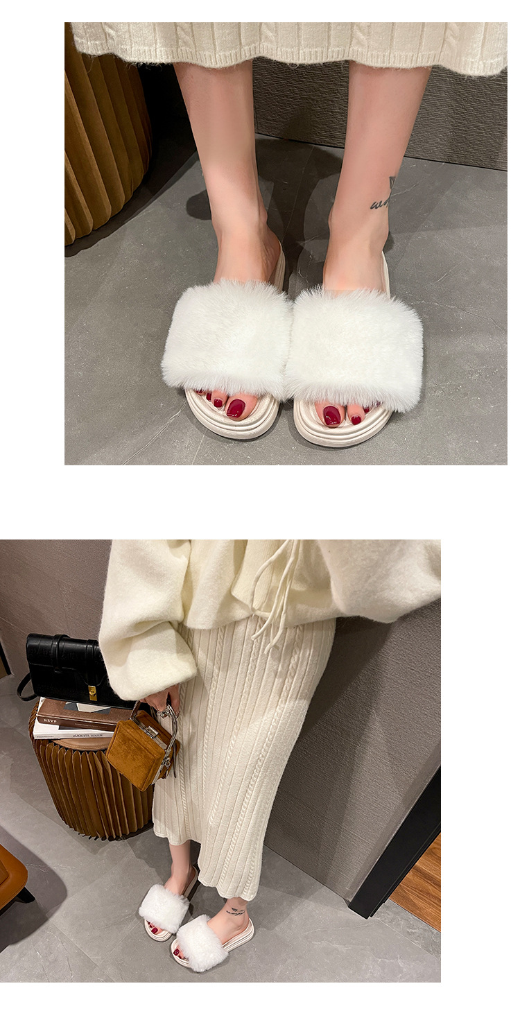 Pantofole da donna in morbido peluche con plateau e punta aperta detail 8