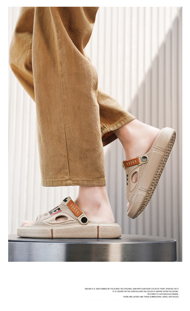 Lichtgewicht platform sandalen met open teen en demping voor heren detail 17