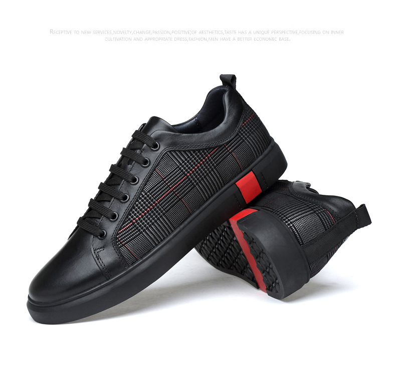 Herren-Freizeitschuhe aus Leder zum Schnüren mit Karomuster detail 12
