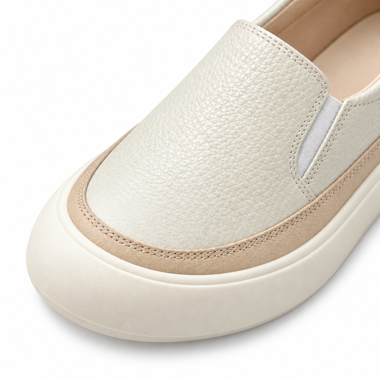 Women's Full-Grain Leather Platform Slip-On Casual Shoes 7