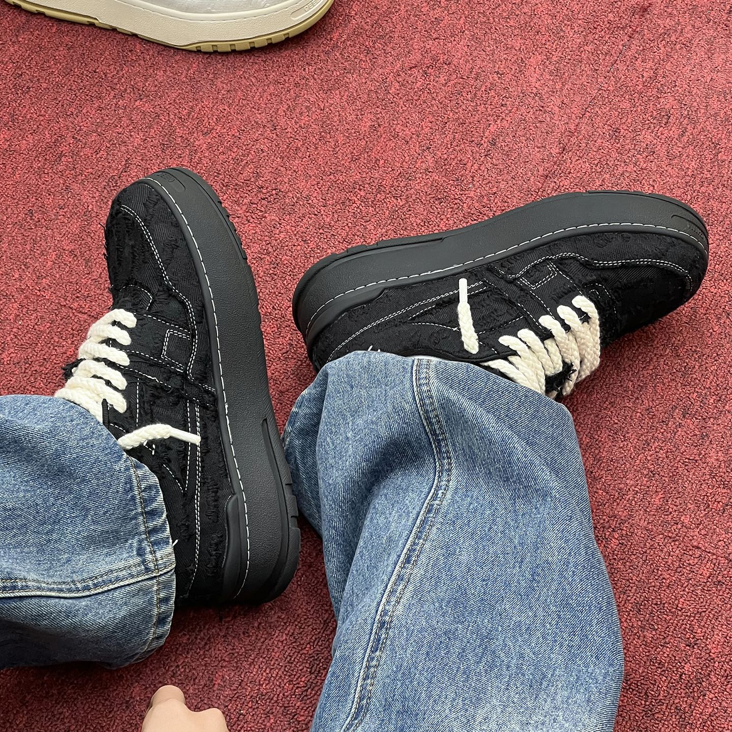 Unisex Plateau-Freizeitschuhe im Distressed-Look mit Schnürung 5