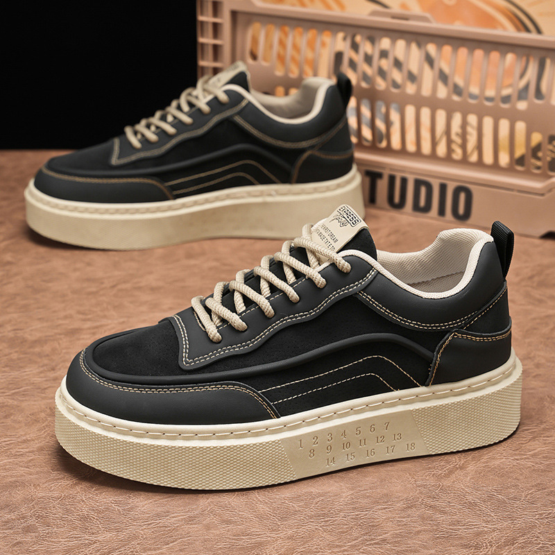 Herren Plateau Freizeitschuhe zum Schnüren aus PU-Leder 5