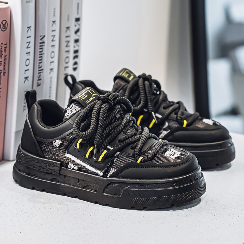 Scarpe casual chunky con plateau e lacci da uomo 4