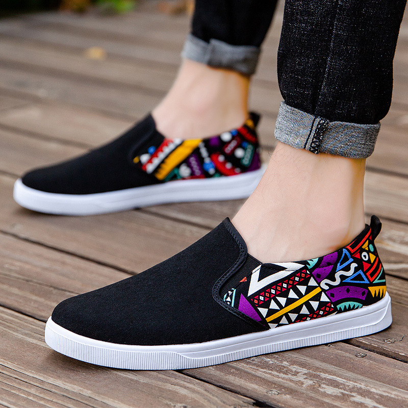 Men's Lightweight Breathable Ethnic Print Canvas Casual Shoes 3