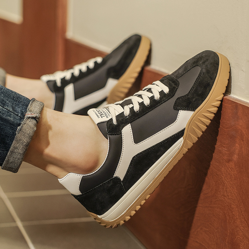 Baskets à lacets en cuir à blocs de couleurs pour homme 3