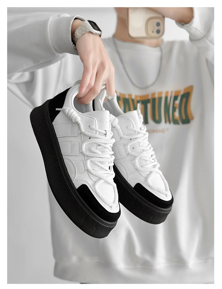 Men's Platform Lace-Up Colorblock Casual Shoes detail 9