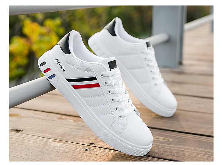 Chaussures casual à lacets à rayures en cuir PU pour hommes detail 3
