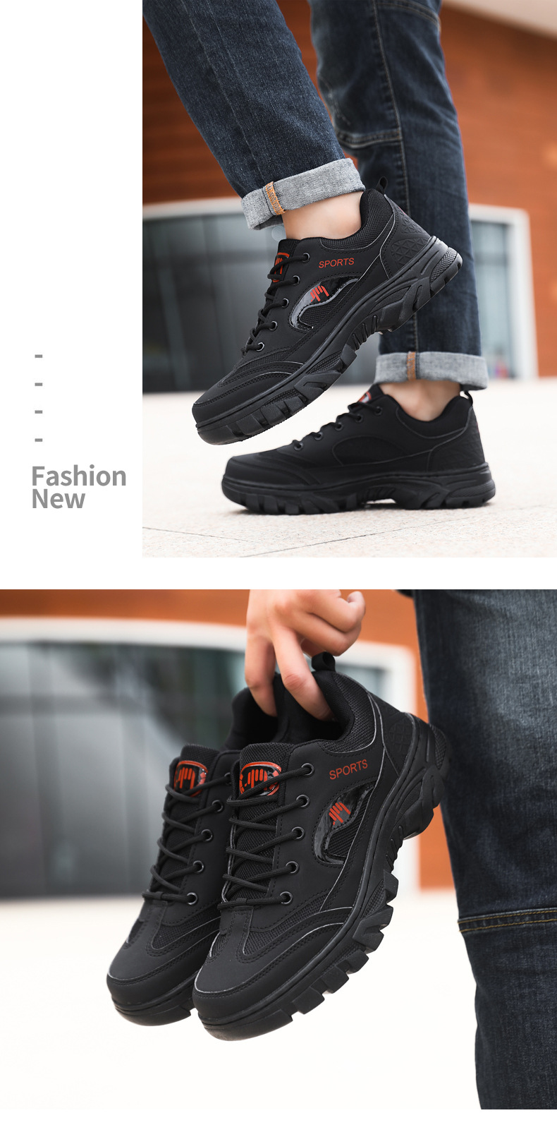 Atmungsaktive rutschfeste Herren-Sportschuhe zum Schnüren für draußen detail 12