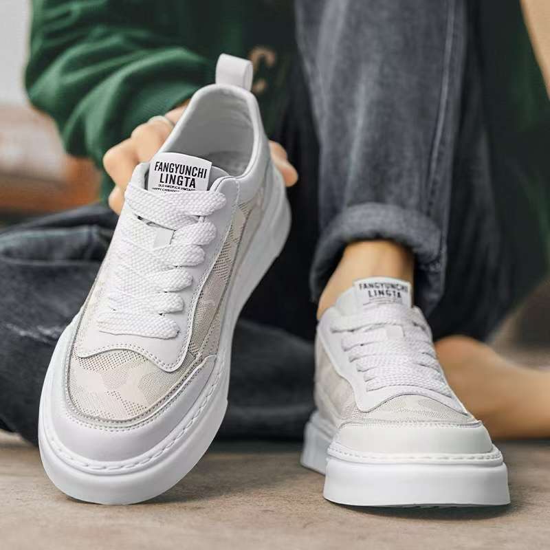 Scarpe casual da uomo stringate e traspiranti con plateau 4