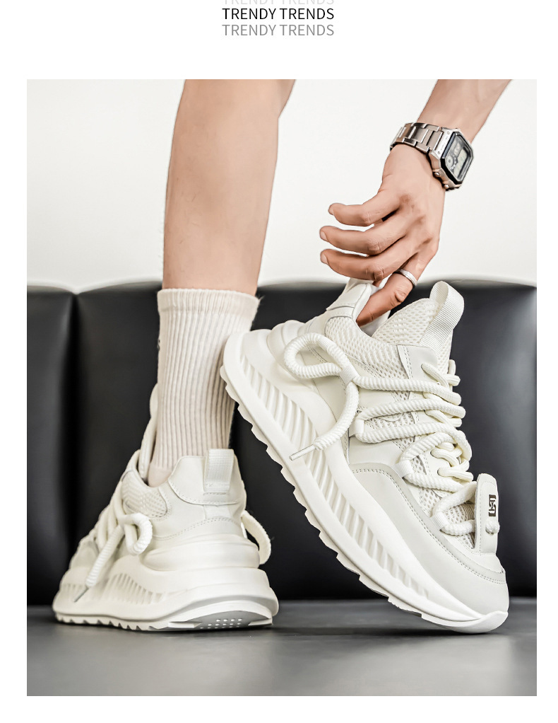 Atmungsaktive Plateau-Freizeitschuhe für Herren mit Schnürung detail 6