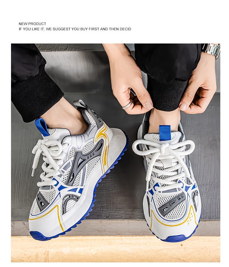 Baskets casual respirantes en mesh à blocs de couleurs pour homme detail 13