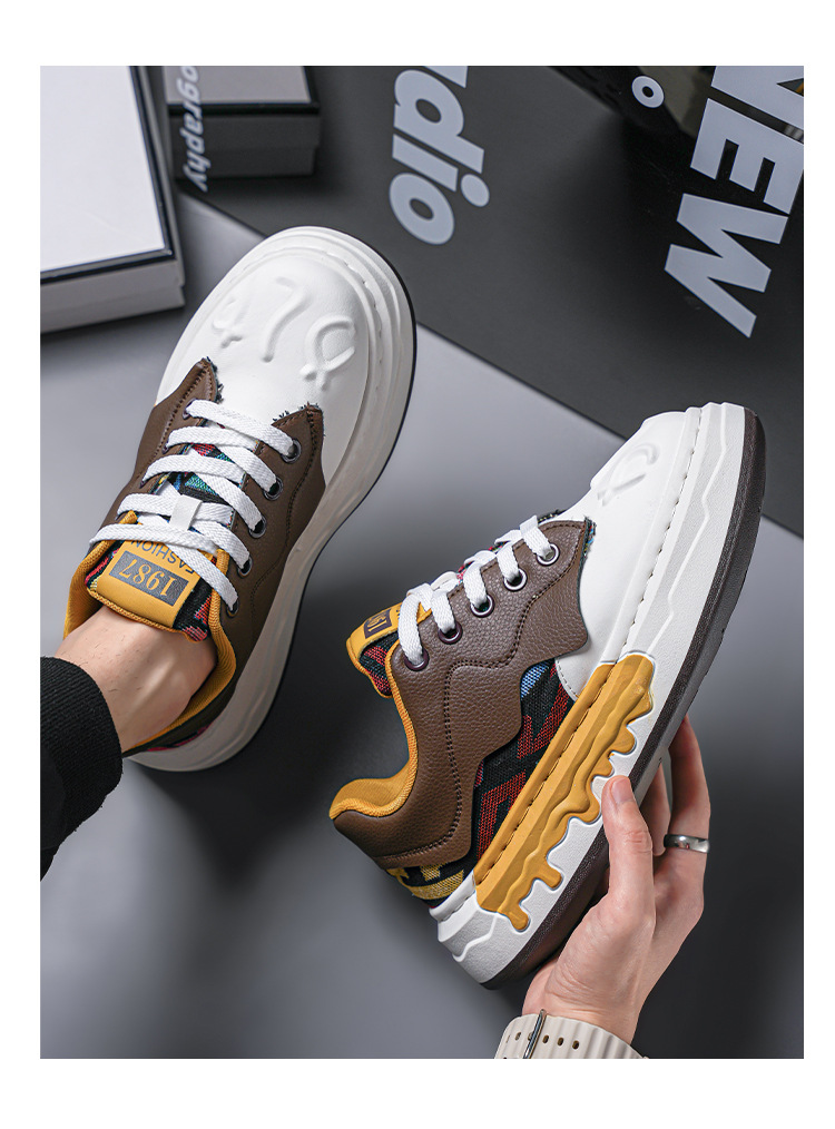 Men's Colorblock Lace-Up Platform Casual Sneakers detail 9