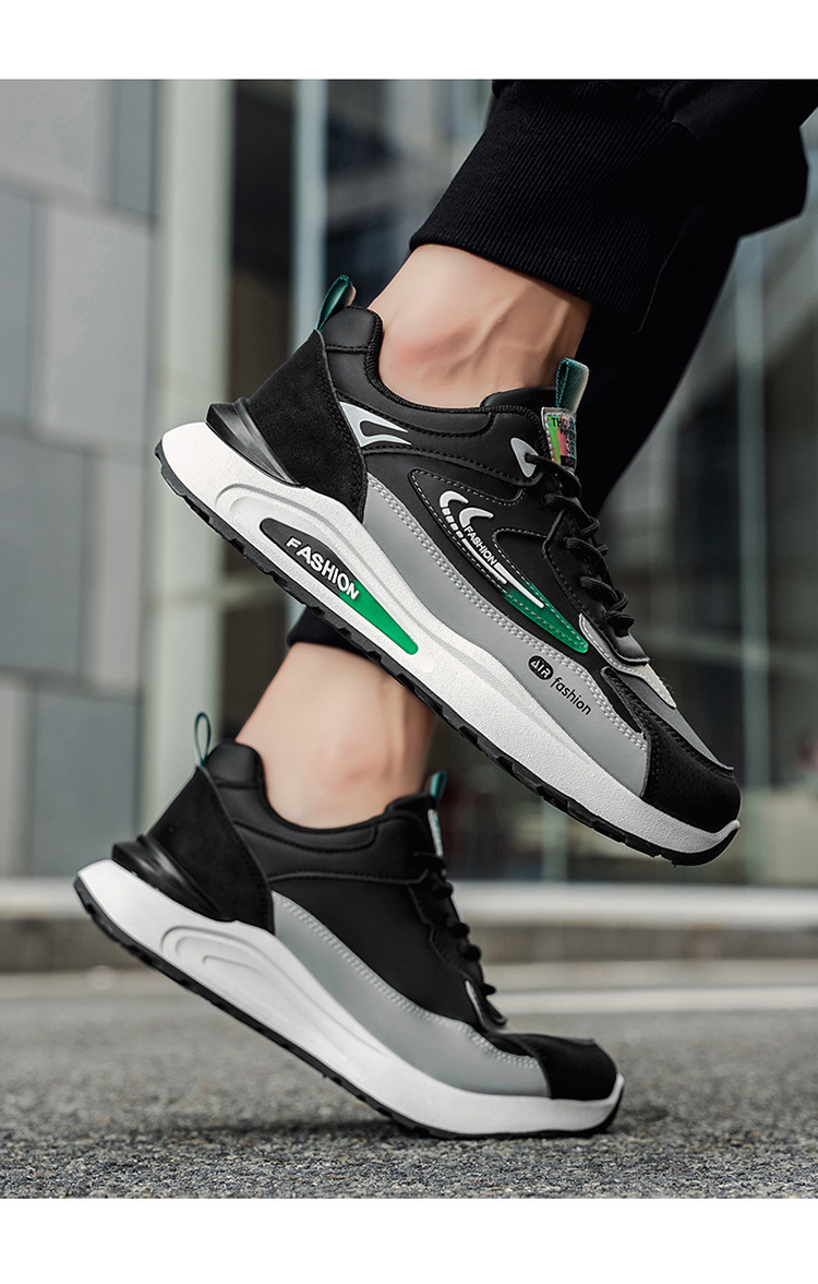 Gedempte heren sneakers met veters en colourblock-design detail 6