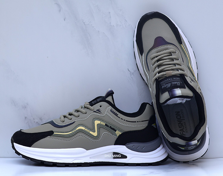 Sneakers casual da uomo traspiranti stringate con motivo color block detail 19