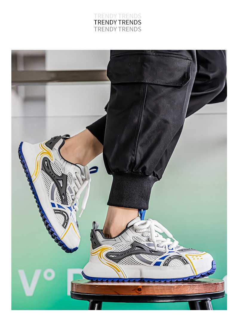 Baskets casual respirantes en mesh à blocs de couleurs pour homme detail 12