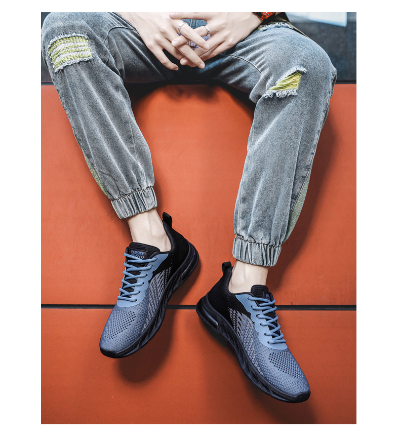 Men's Breathable Mesh Lace-Up Running Shoes detail 15