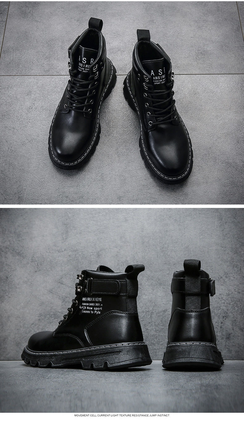 Botas de cuero con cordones antideslizantes estilo urbano hombre detail 8