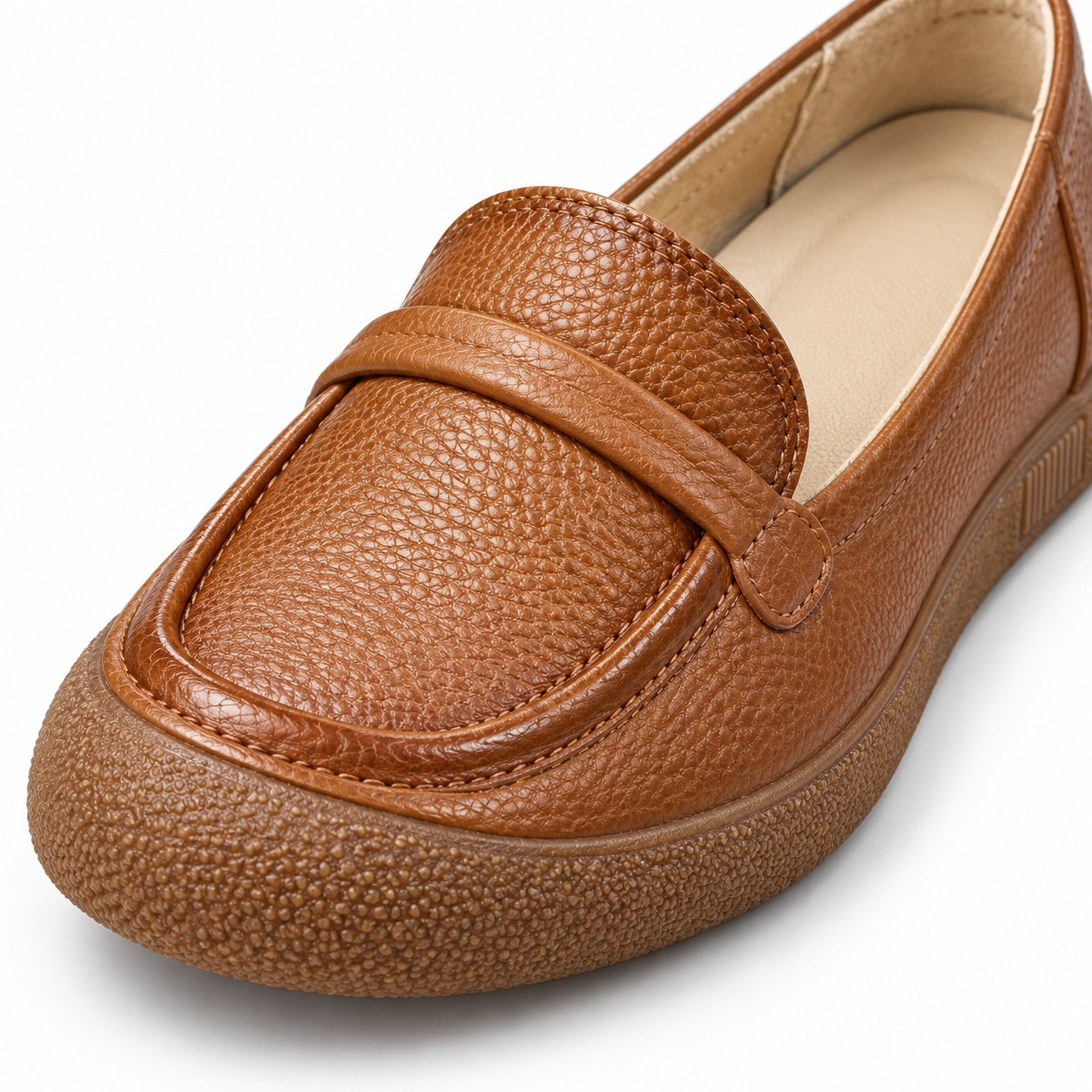 Women's Full-Grain Leather Chunky-Sole Loafer Flats 7