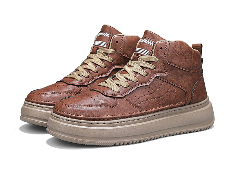 Herren Plateau-Freizeitschuhe zum Schnüren aus PU-Leder detail 12