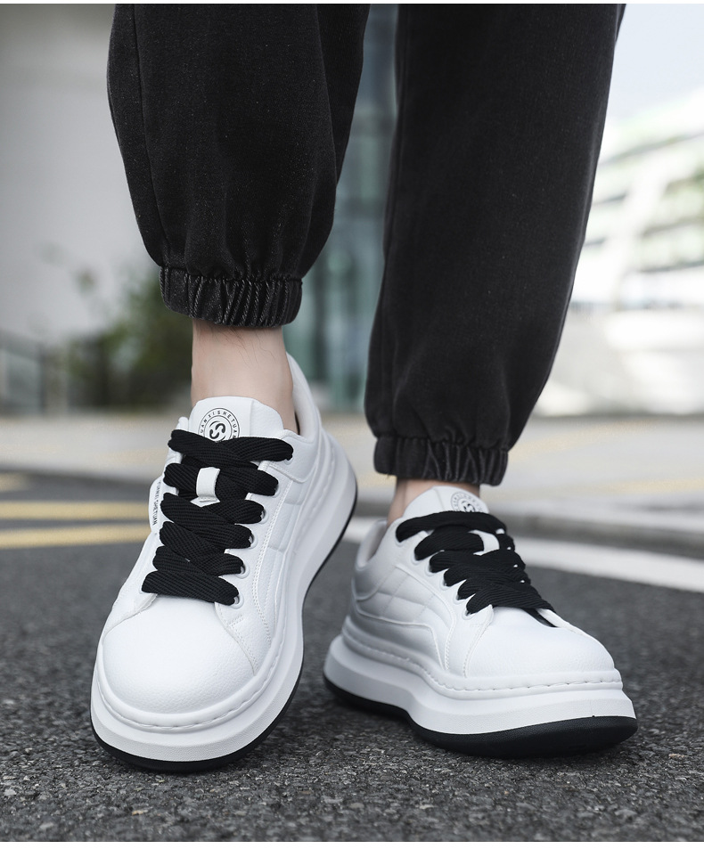 Herren Plateau-Freizeitschuhe aus PU-Leder zum Schnüren detail 13