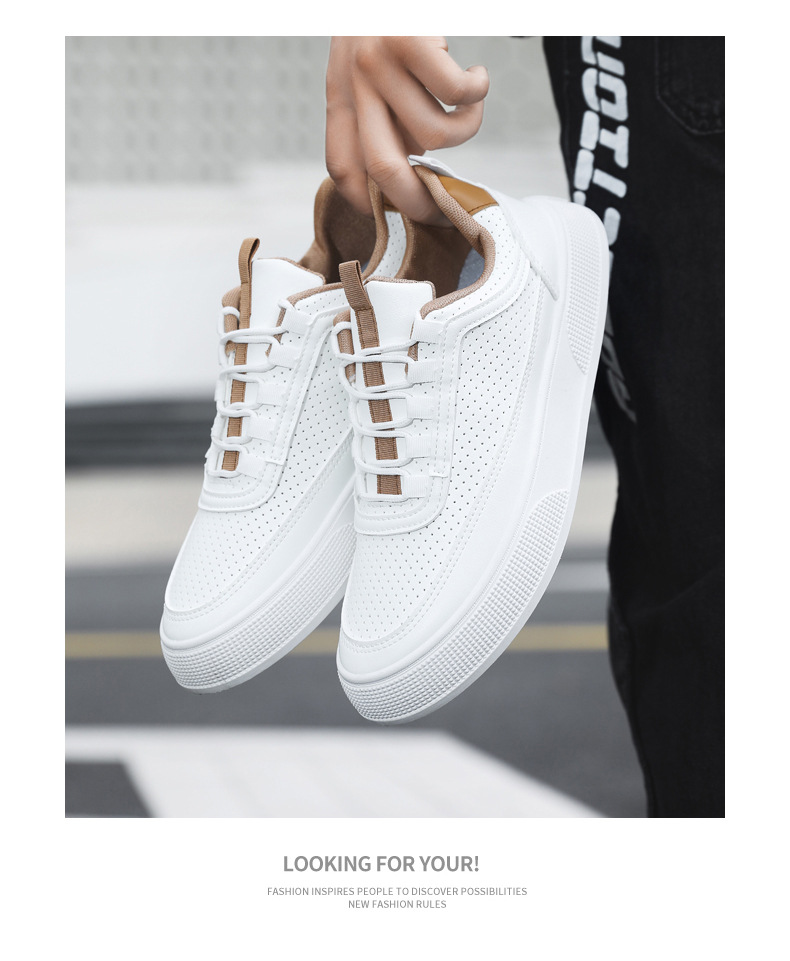 Men's Breathable Perforated Lace-Up Casual Shoes detail 3