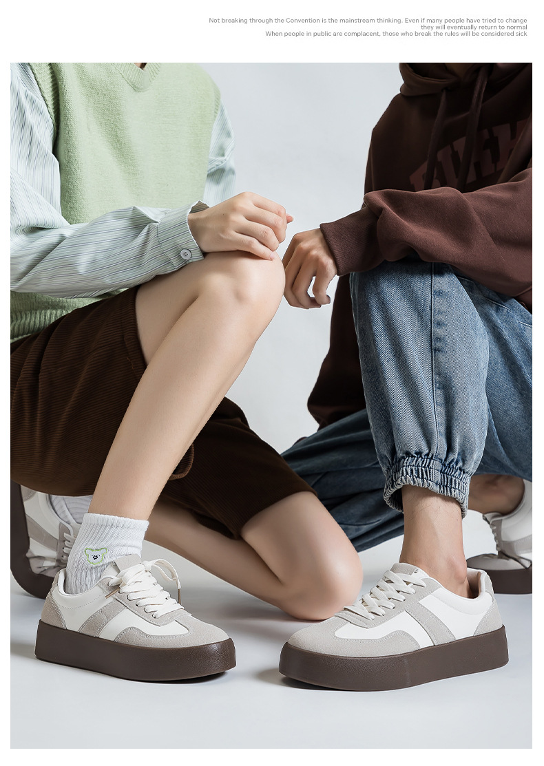 Chaussures casual unisexes à plateforme et lacets style colorblock detail 6