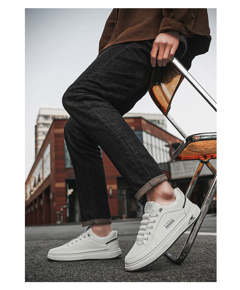 Men's PU Leather Lace-Up Low-Top Casual Shoes detail 3